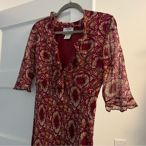 Vintage 90s y2k sheer v neck midi dress - Picture 3 of 7